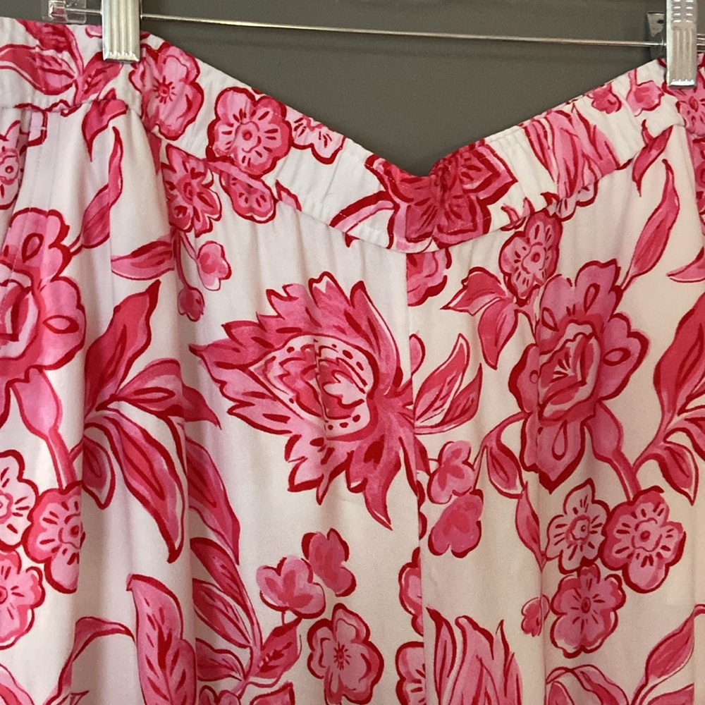 Talbots Pink and Red Floral Cropped Pants, Size XL - Picture 3 of 9